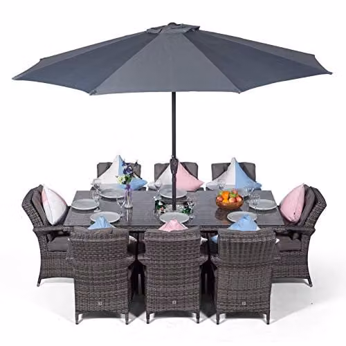 Thats Furniture Arizona 8 Seater Rattan Garden Dining Set with Ice Bucket Cooler in Grey and Brown – 1