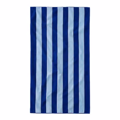 Misona Large Organic Cotton Striped Beach Towel in Blue, W/D/H: 90 x 180 cm