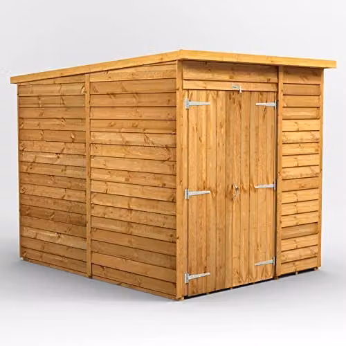 Powersheds Premium Pent Overlap Wooden Shed with Double Doors in Brown – 1