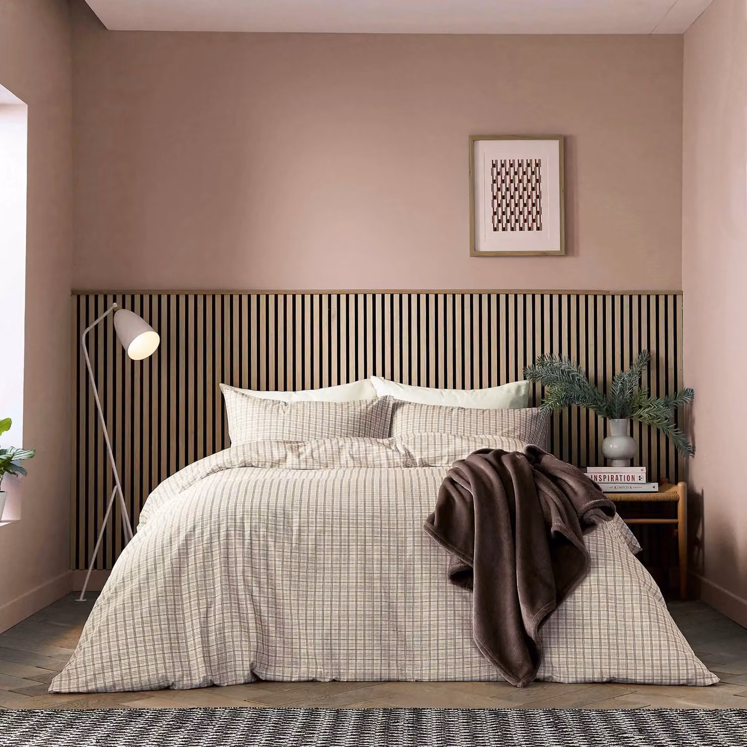 Helena Springfield Tranquil Check Double Duvet Cover and Pillowcase Set, Brown, W: 140 cm, H: 200 cm – 2