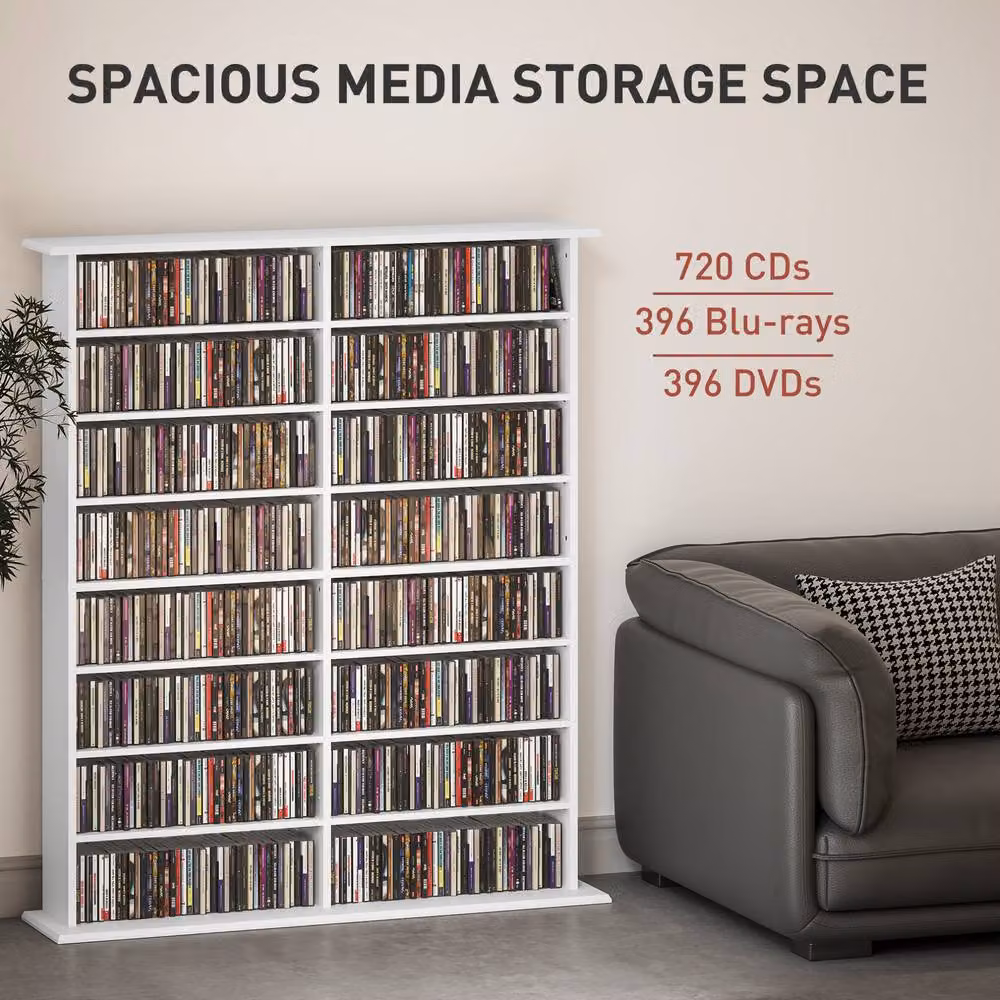 STILVORA White CD Storage Unit with Adjustable Shelves – 4