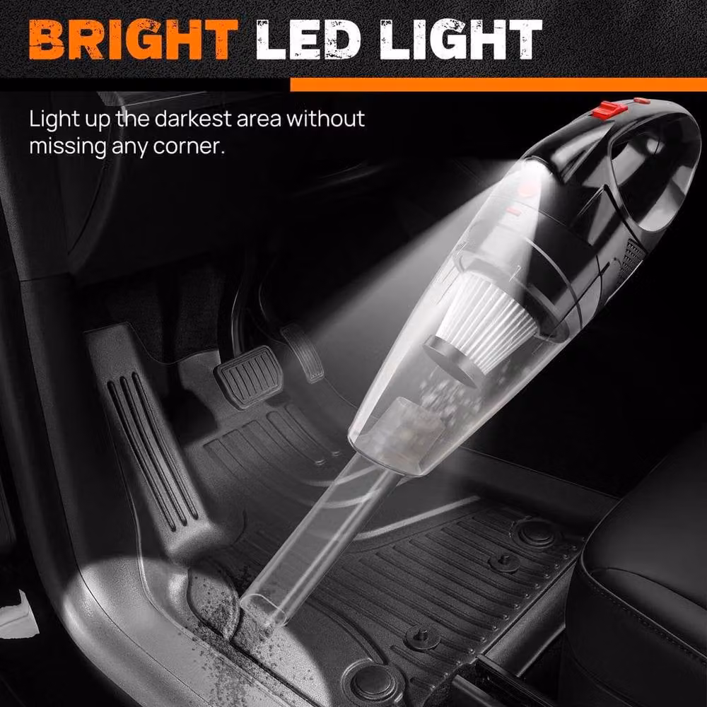 Kelvenix Cordless Wet and Dry Car Vacuum Cleaner with LED Headlight, Black – 3