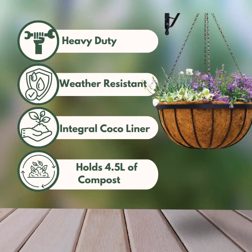 Marco Paul Beige Hanging Basket Planter, Diameter: 30.48 cm – 4