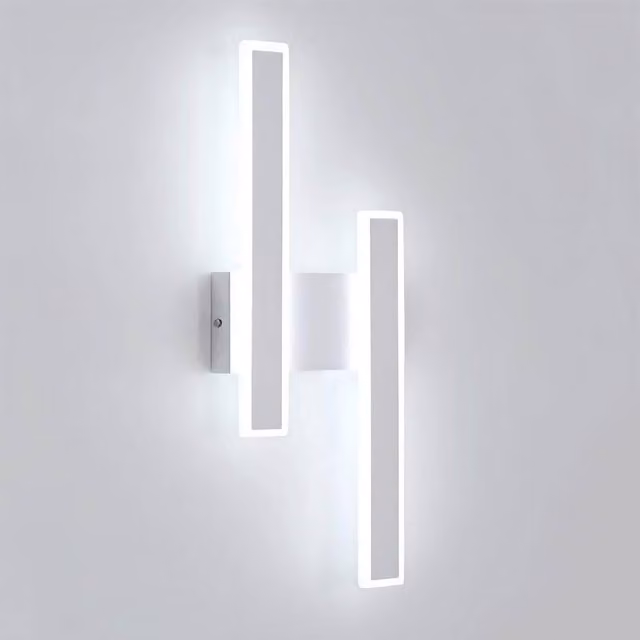 COMELY Modern LED Indoor Wall Light, Silver Acrylic and Aluminium Linear Up and Down Accent Light, H 46.0 cm x W 18.0 cm x D 18.0 cm