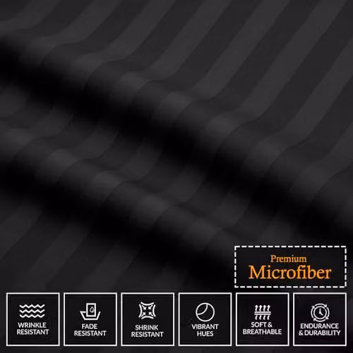 Pamposh Black Satin Stripe Microfibre Single Duvet Cover and Pillowcase Set, W/H: 135 x 200 cm and 50 x 75 cm – 4