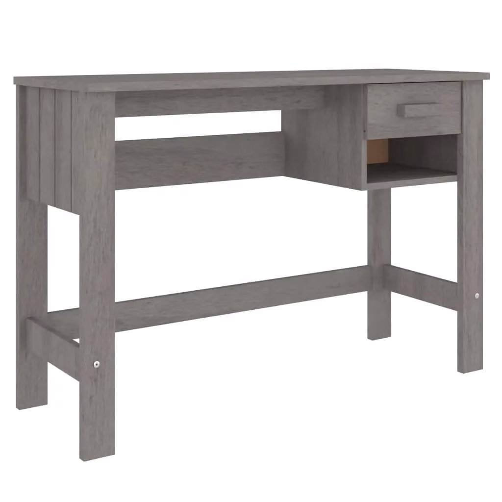 Berkfield Home HAMAR Writing Desk in Light Grey Solid Pine Wood, W/D/H: 110 x 40 x 75 cm – 2
