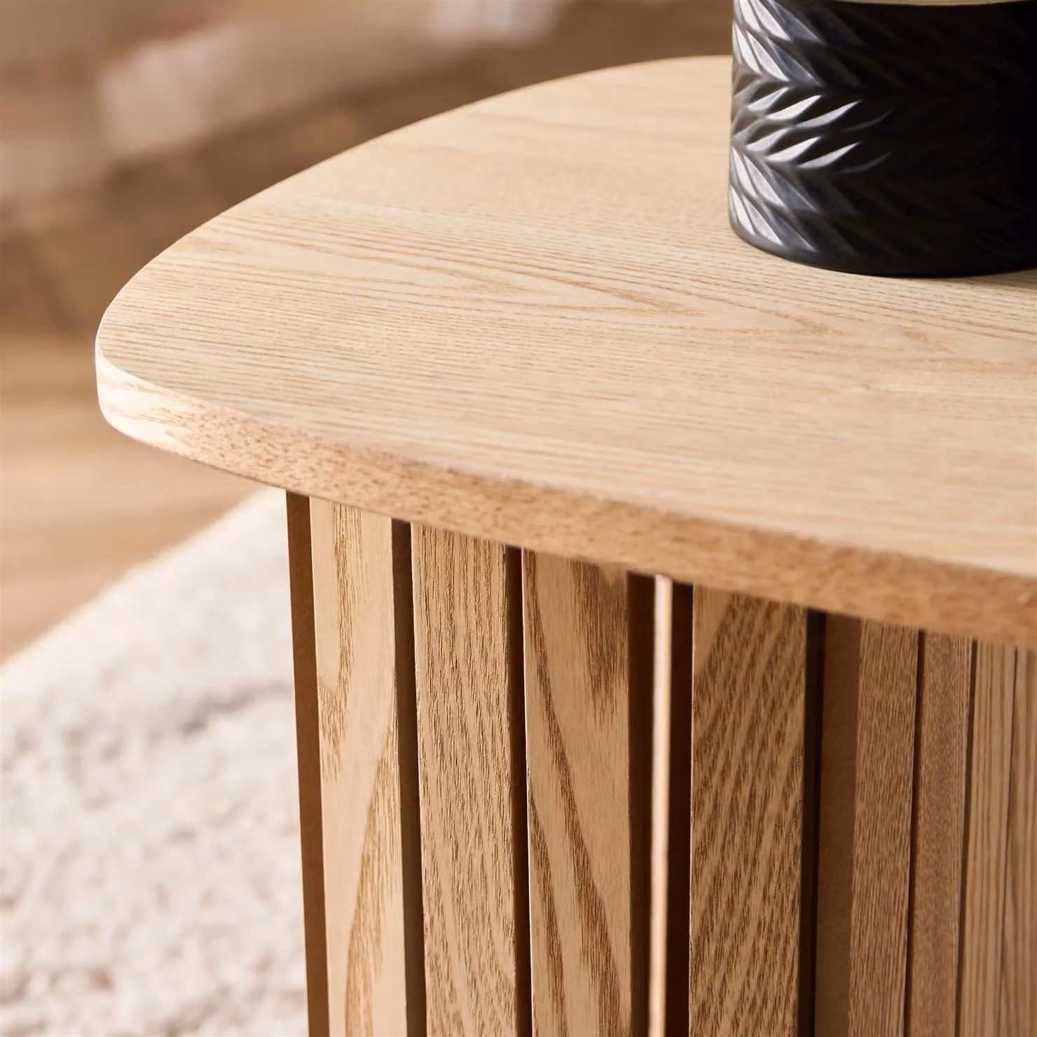 OHS Madison Ribbed Oval Coffee Table in Light Oak – 2