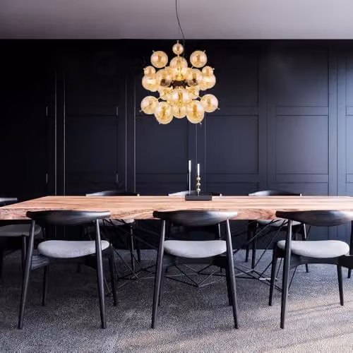 Globo Lighting Netlighting Udo Globe Pendant Lamp with 4 Amber Glass Spheres and Black Metal Finish, Height Adjustable – 3