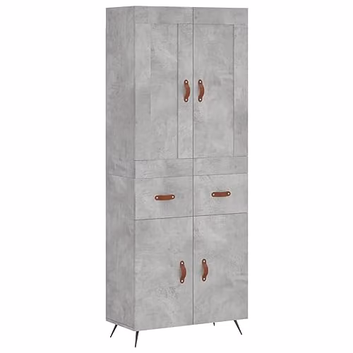 vidaXL Industrial Highboard in Concrete Grey with Internal Shelves and Drawers, W/D/H: 69.5 x 34 x 180 cm – 1