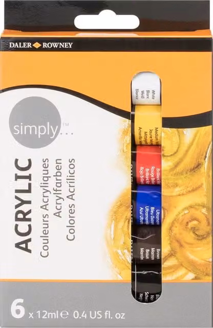 Daler-Rowney Simply Acrylic Set, 6 Colours, Multicolour