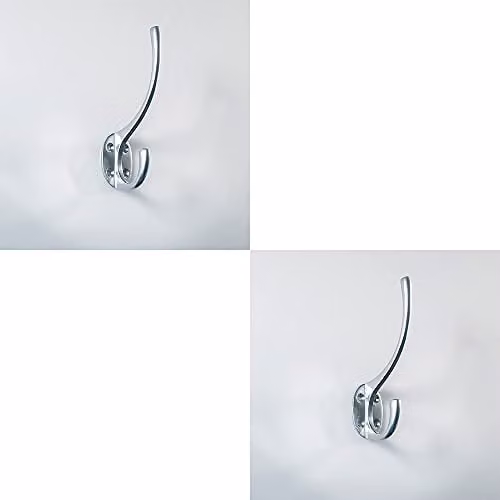 Loops 2 Pack Victorian Hat and Coat Hooks on Oval Backplate in Satin Chrome, 6.4 cm Projection
