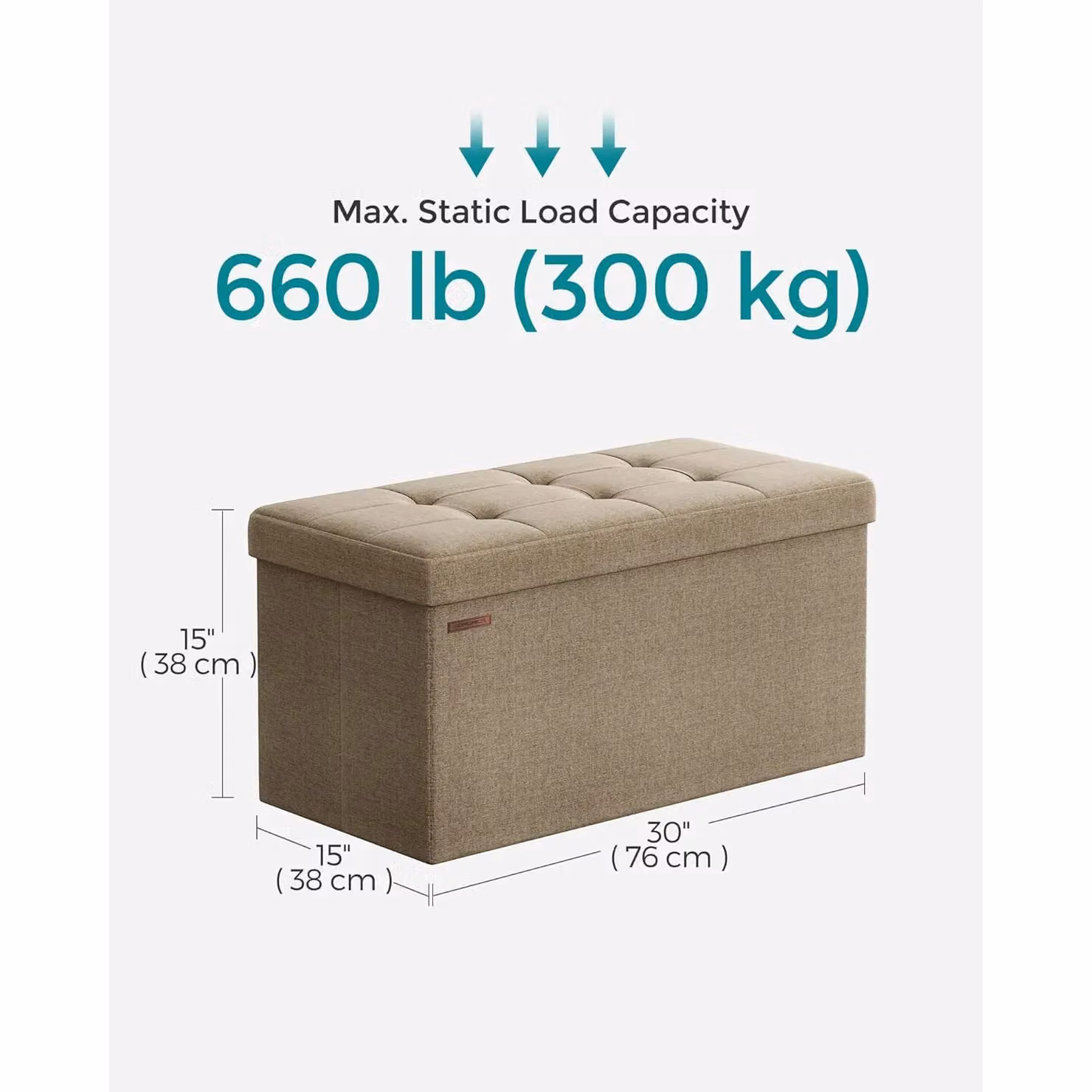 SONGMICS Medium Storage Ottoman Bench in Beige – 2