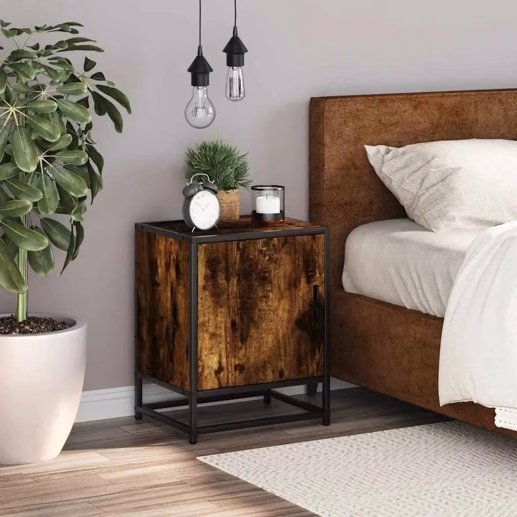 Berkfield Home Smoked Oak Bedside Cabinet in Brown, W/D/H: 40 x 31 x 50 cm – 3