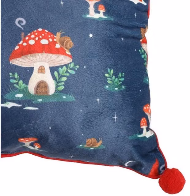 KDMK Gnome Sweet Gnome Winter Square Cushion with Pom Poms, Multicolour, W/D/H: 35 x 35 x 35 cm