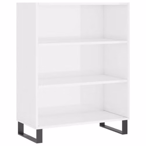 vidaXL Modern Glossy White Shelf Cabinet W/D/H: 69.5 x 32.5 x 90 cm