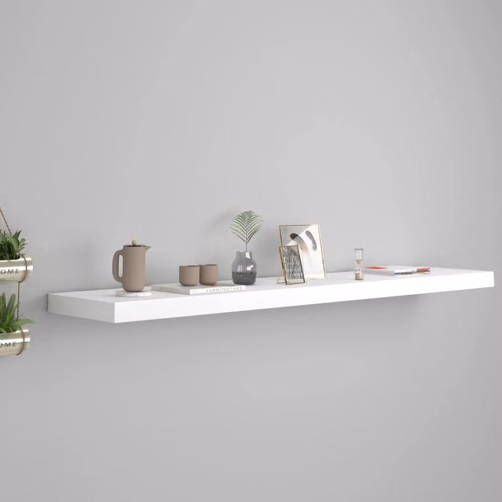Berkfield Home Durable Floating Wall Shelf, White, W: 120 cm, D: 23.5 cm, H: 3.8 cm – 2