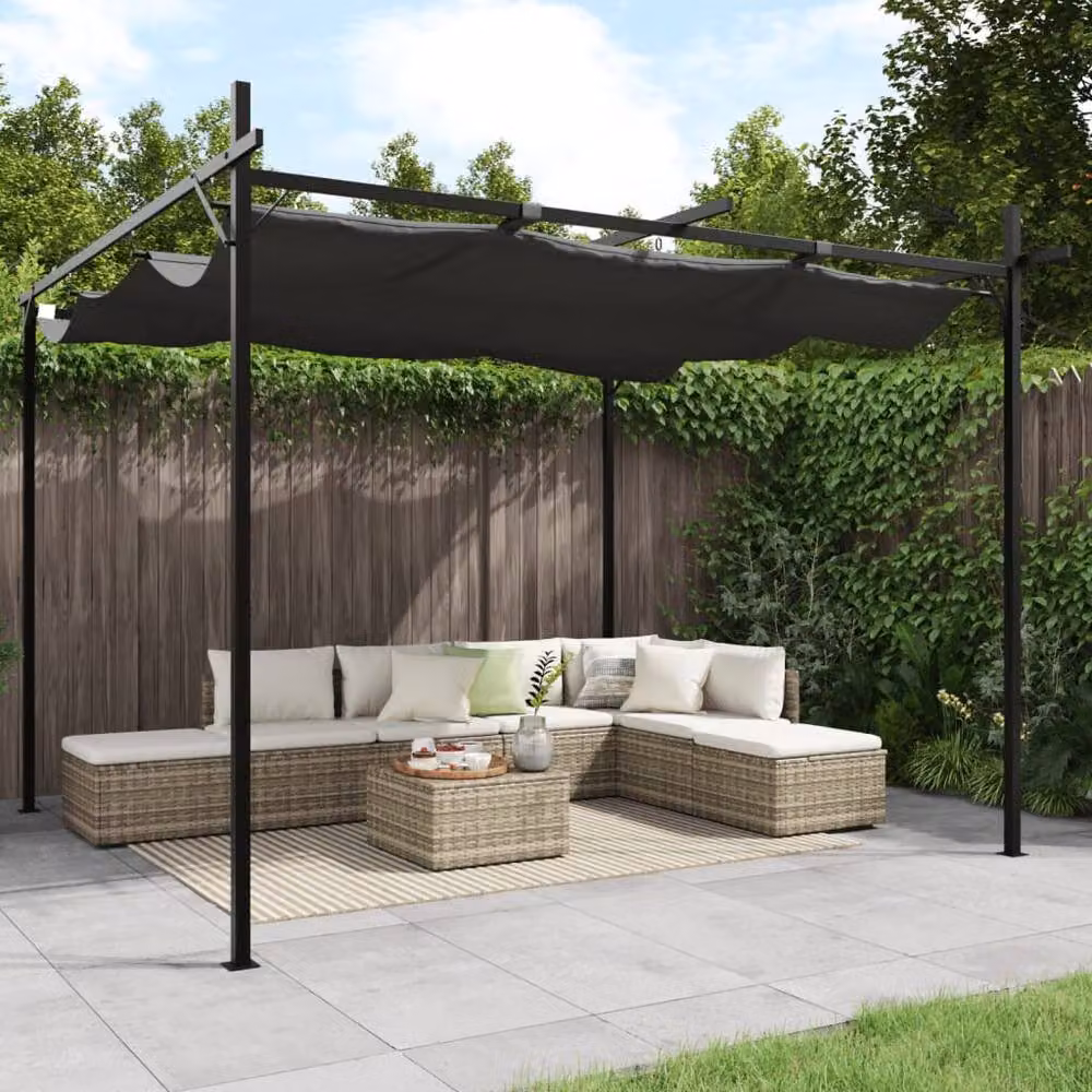 Berkfield Home Pergola with Retractable Roof in Anthracite and Black, W: 295 cm, D: 292 cm, H: 230 cm – 2