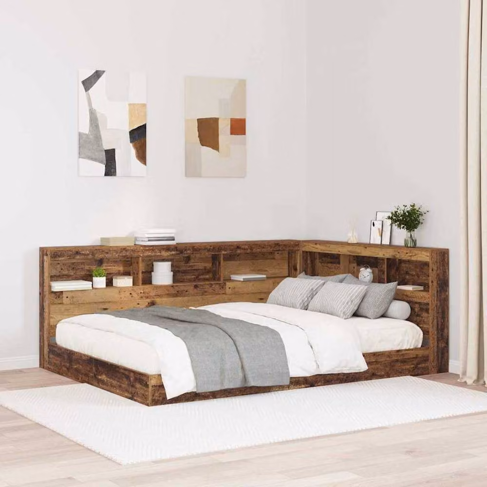 Berkfield Home Minimalist Storage Headboard with Integrated Shelf in Brown Old Wood, Width: 140 cm – 2