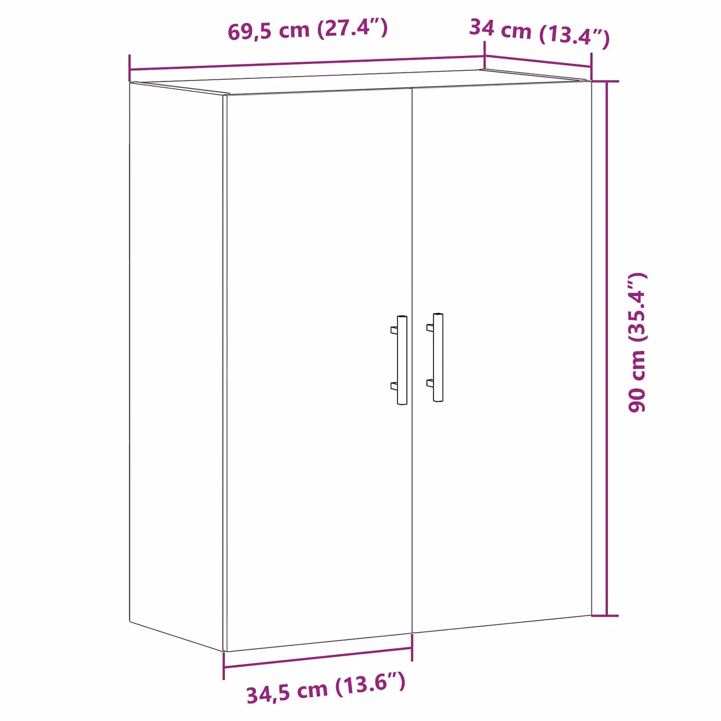 Berkfield Home Wall Mounted Cabinet in Black Oak, W/D/H: 69.5 x 34 x 90 cm – 7