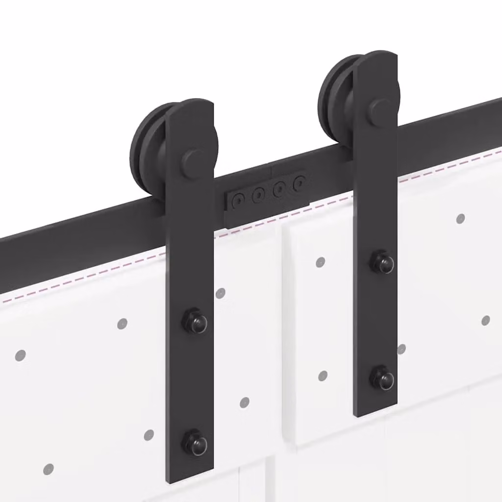 Berkfield Home Sliding Door Hardware Kit in Black Steel – 2