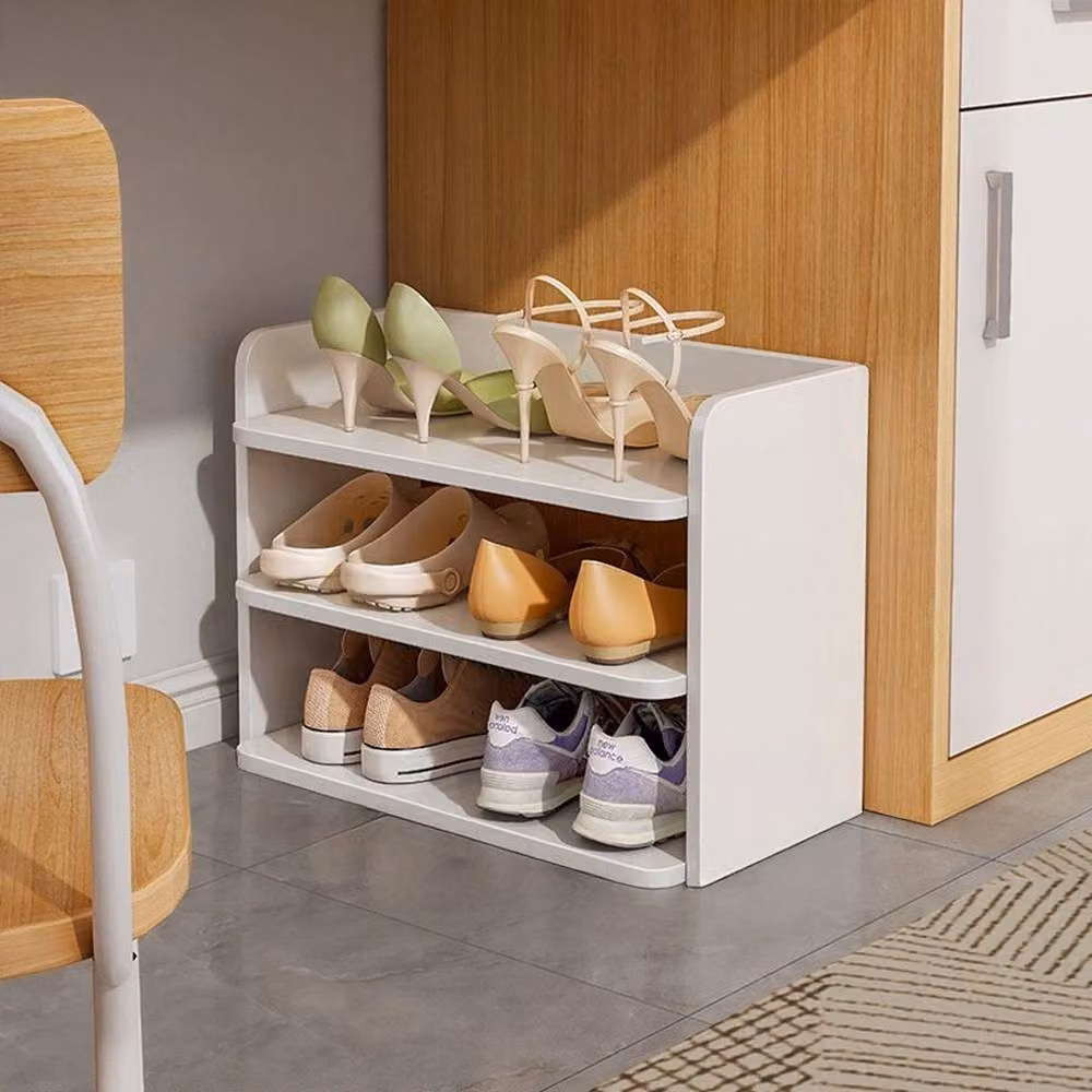 KORVIXA 3-Tier White Wooden Shoe Rack for Hallway Storage – 3