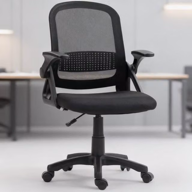 ERGOVEXA Black Breathable Mesh Task Chair with Headrest and Armrests, H 101.0 x W 60.0 x D 57.5 cm – 1