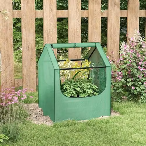Outsunny Raised Garden Bed Planter with Mini Greenhouse, Green and Silver – 2