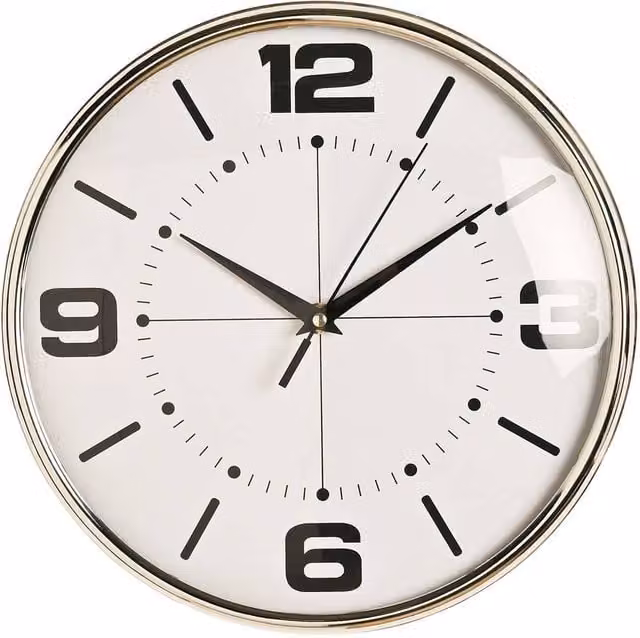 HOMETIME Modern Round Analog Wall Clock in Silver with Chrome Metal and Domed Glass, Diameter: 28 cm – 1