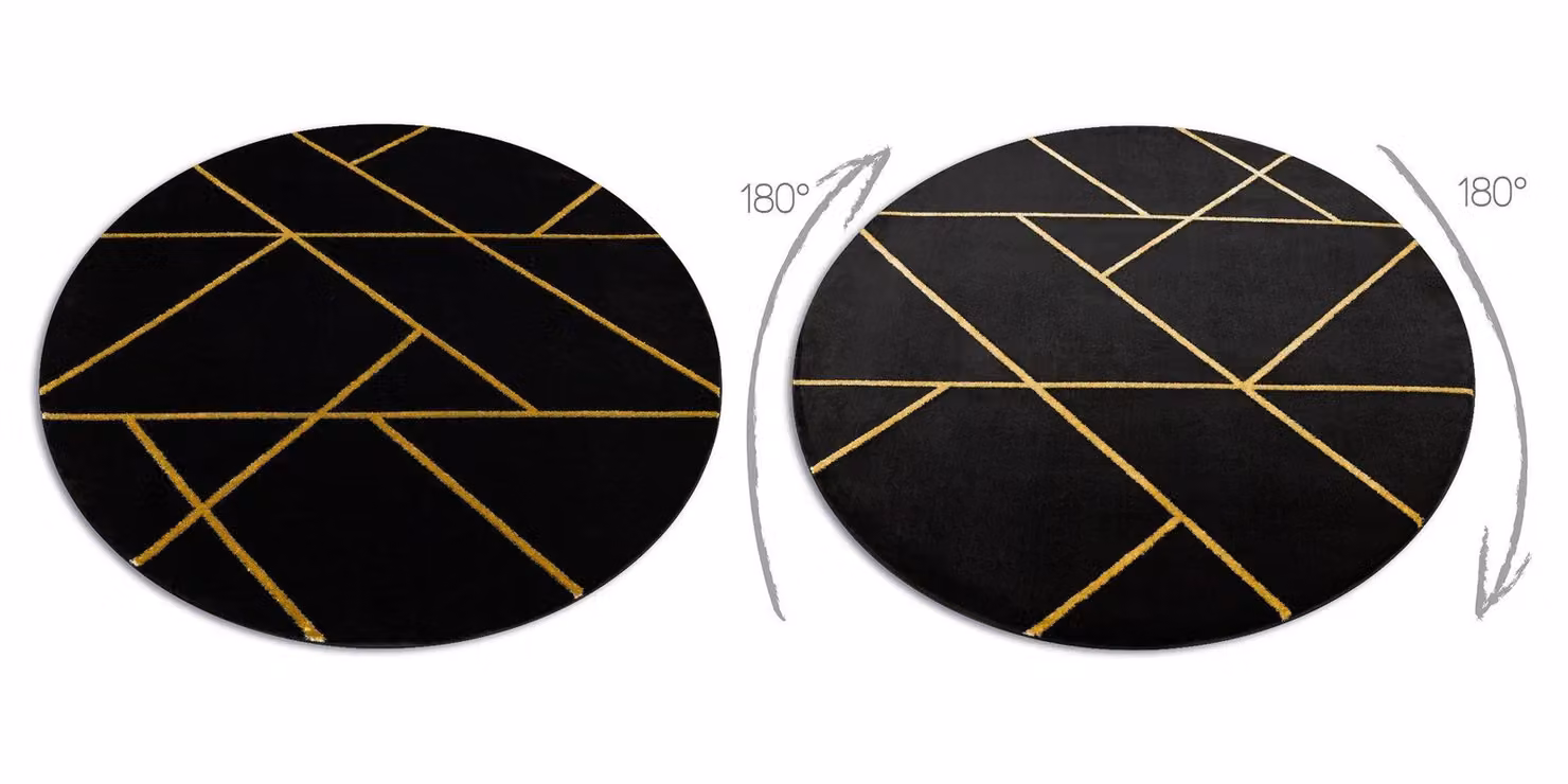 RugsX Emerald Round Geometric Rug in Black, Diameter: 120 cm – 2
