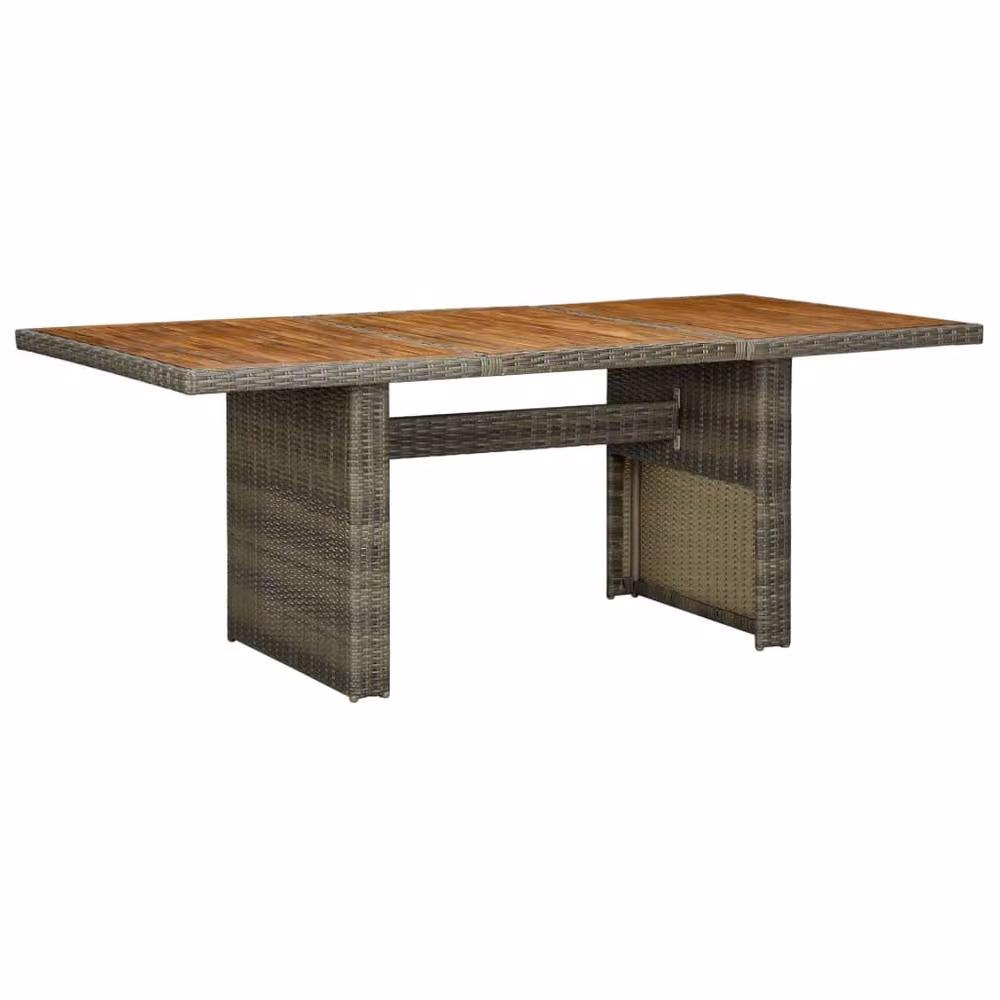 Berkfield Home Extendable Rectangular Garden Table in Brown Poly Rattan and Oiled Acacia Wood, W/D/H: 200 x 100 x 74 cm – 2