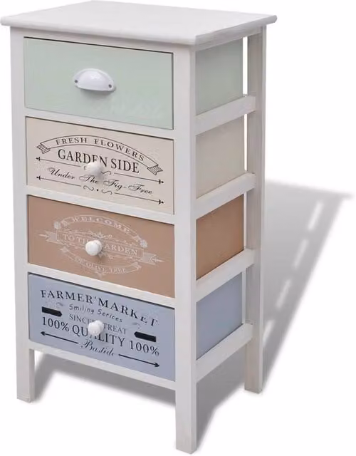 Berkfield Home French Country House Wood Storage Cabinet with 4 Drawers in White – 1
