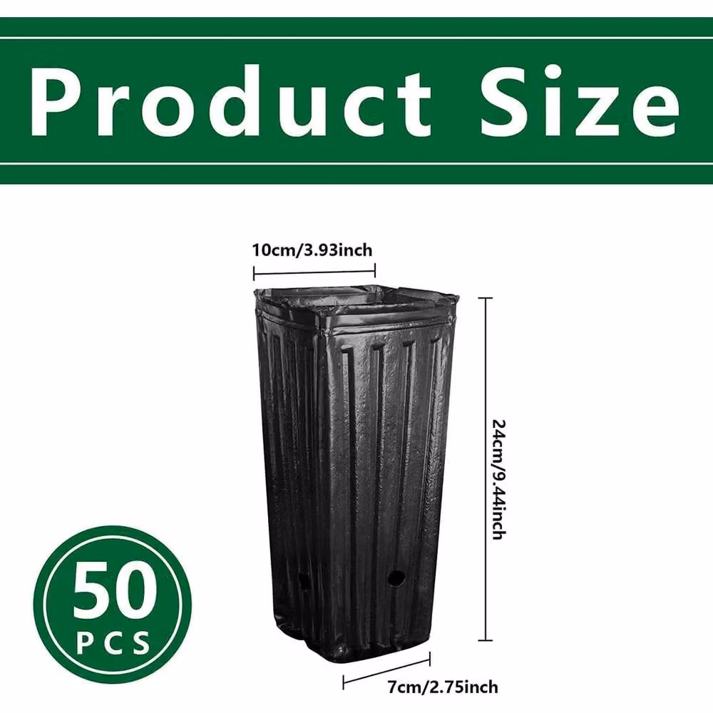 Havendro 50 Pack Black Plastic Nursery Tree Pots and Seedling Planters, Depth: 24 cm – 2