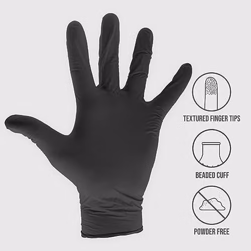 Scan Heavy-Duty Disposable Nitrile Gloves, Black, Large, 100 Pack – 4