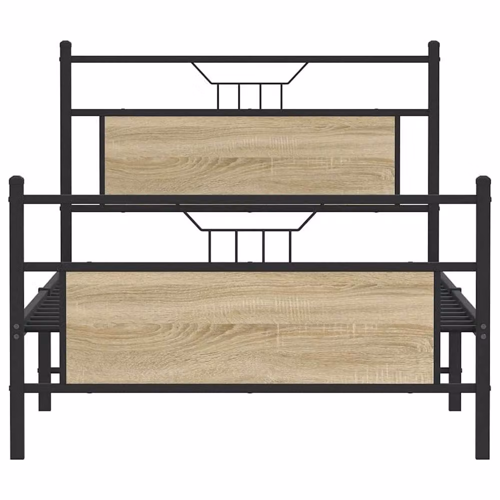 Berkfield Home Durable Industrial Bed Frame in Sonoma Oak and Brown, W/D/H: 100 x 200 x 91.5 cm – 3