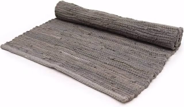 KDMK Grey Handloom Cotton Flat Weave Rectangular Rug