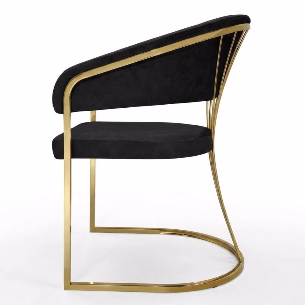 HOME LUXE INTERIOR Porado Black Leatheraire Dining Chair with Gold Metal Frame – 2