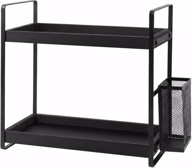 Levede 2 Tier Black Bathroom Organiser and Skincare Vanity Storage Shelf – 1