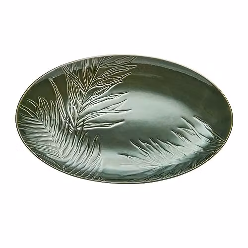 Mikasa Jardin Green Stoneware Oval Serving Platter – 1