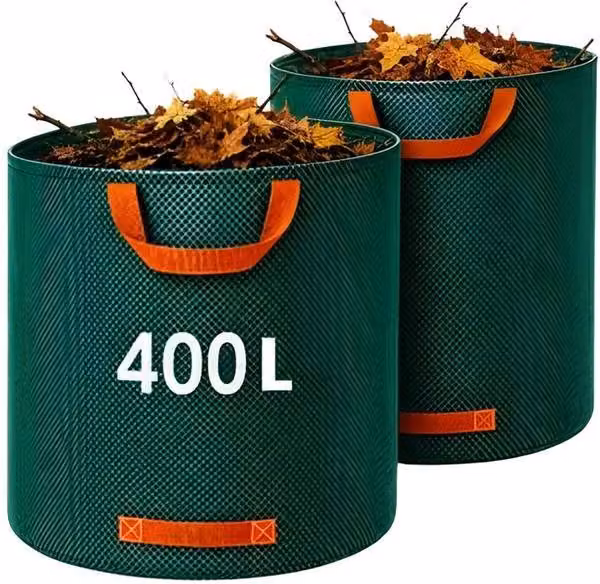 NESTLUNE 2 Pack Large Green Garden Waste Bags, 400l Capacity, H: 100 cm, W: 100 cm, D: 15 cm – 1