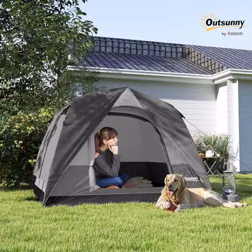 Outsunny 3-4 Person Easy Set Up Dome Camping Tent in Dark Grey – 2