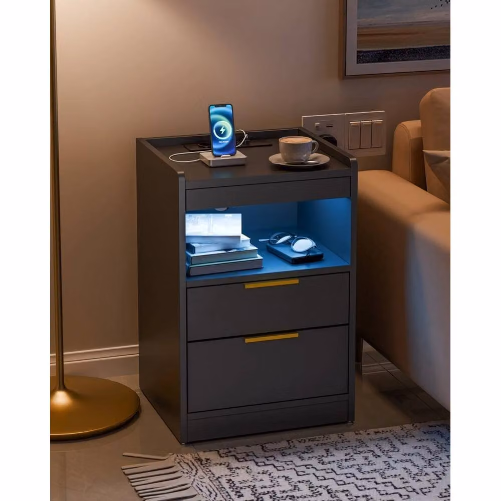 SPETLEK Mondeer LED Bedside Table in Black with Integrated Lighting – 3