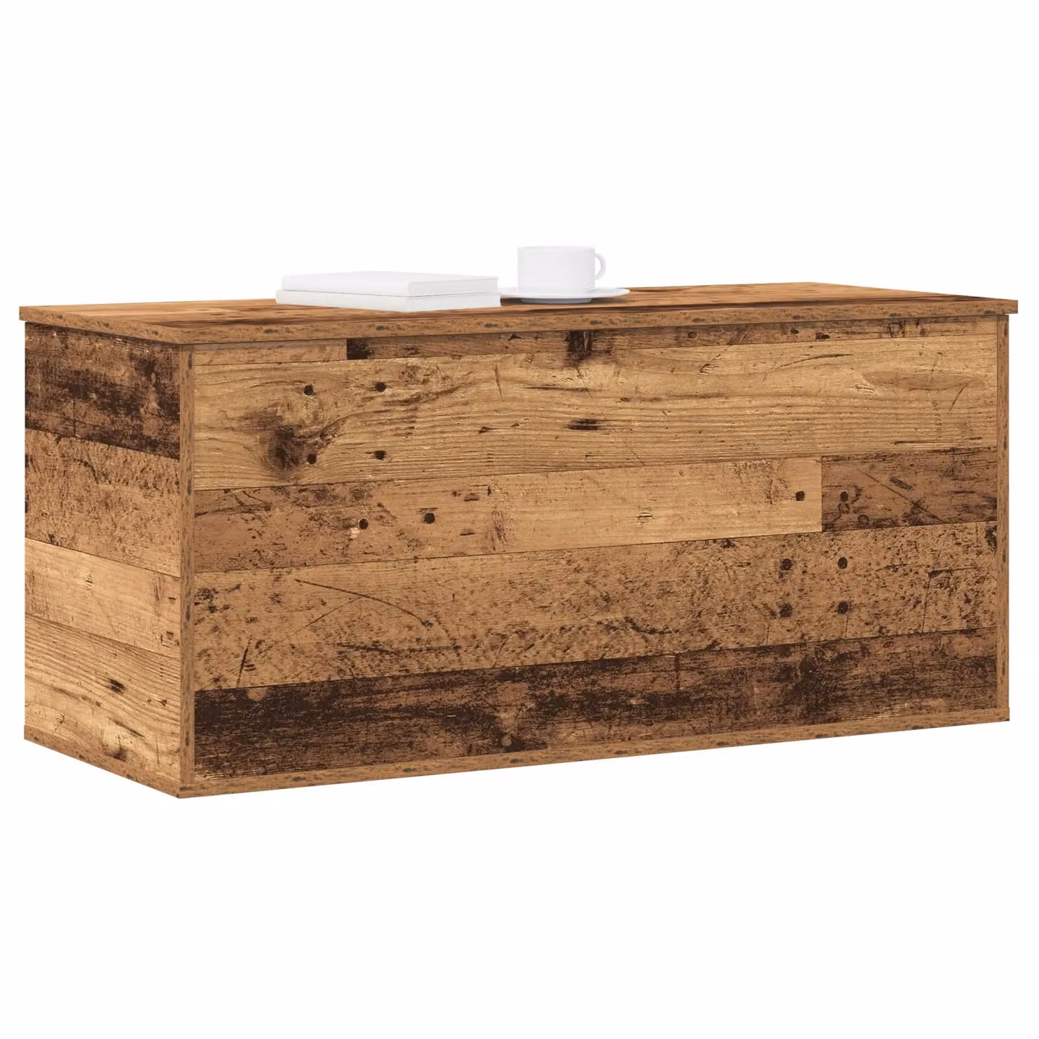 Berkfield Home Storage Box with Lid in Old Wood Brown, W/D/H: 100 x 42 x 46 cm – 2