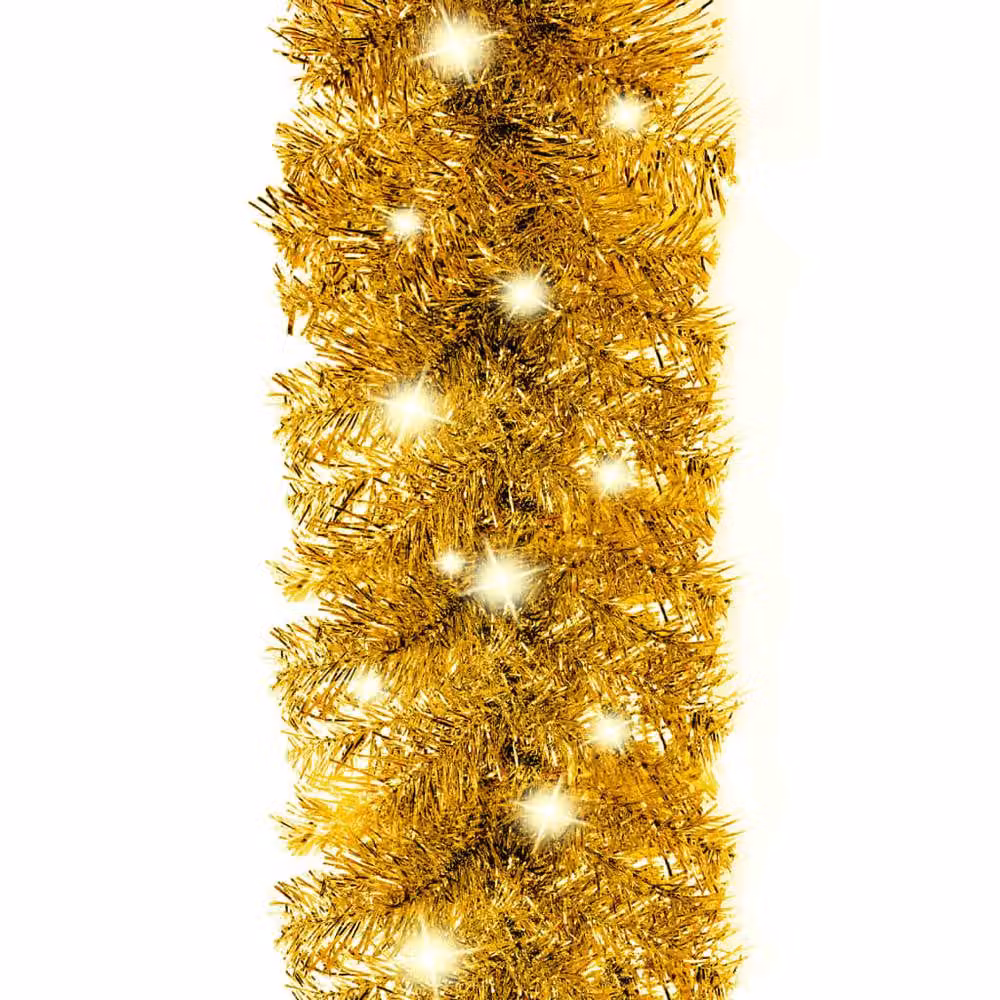 Berkfield Home Christmas Garland with LED Lights, Gold, 20 m – 4