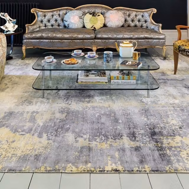 The Rug Shop UK Grey Abstract Viscose Easy Care Rug, W: 200 cm, D: 290 cm – 1