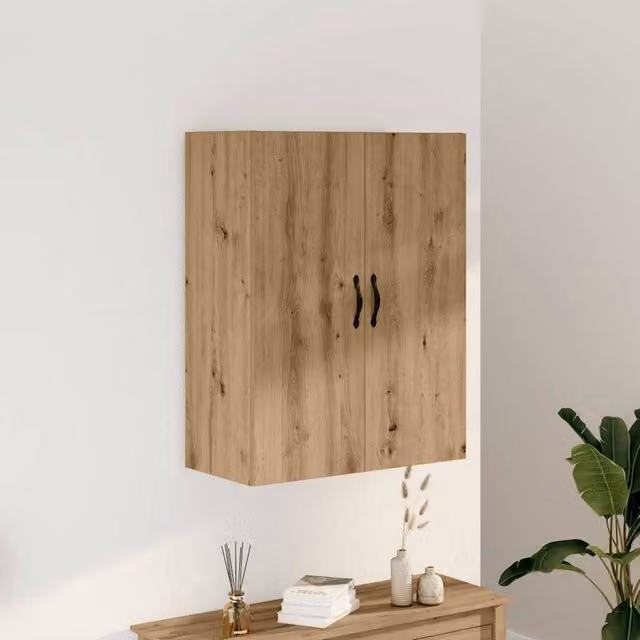 Berkfield Home Artisan Oak Wall Mounted Cabinet in Brown, W/D/H: 69.5 x 34 x 90 cm