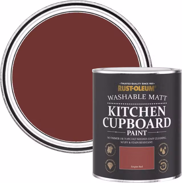 Rust-Oleum Matt Kitchen Cupboard Paint in Red, 0.75 l – 1