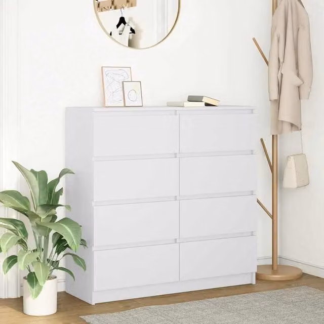 Berkfield Home White Minimalist Sideboard in Engineered Wood W/D/H: 100 x 35 x 99 cm