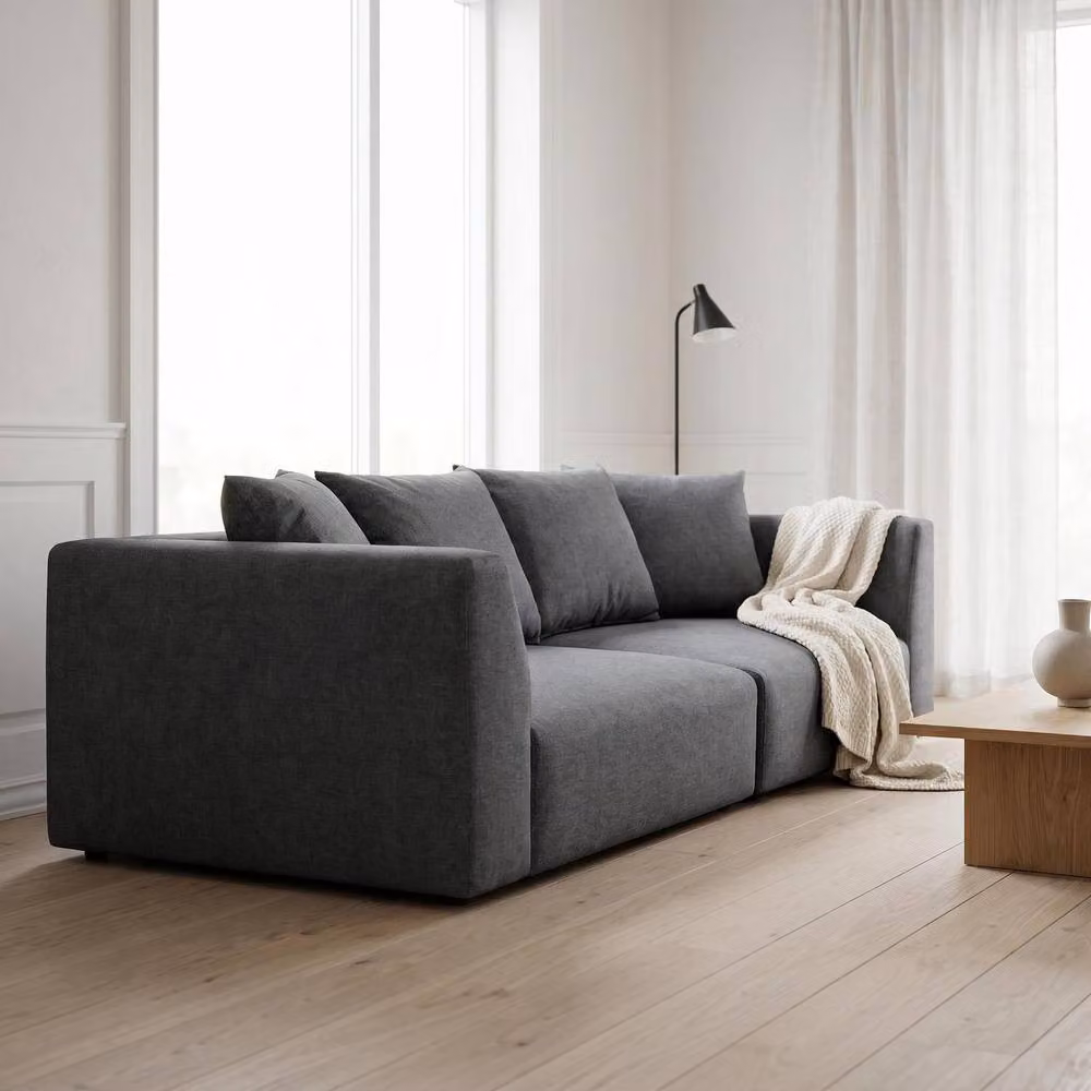 Abakus Direct Tokyo 3 Seater Sofa in Anthracite Grey Fabric with Scatter Cushions – 2