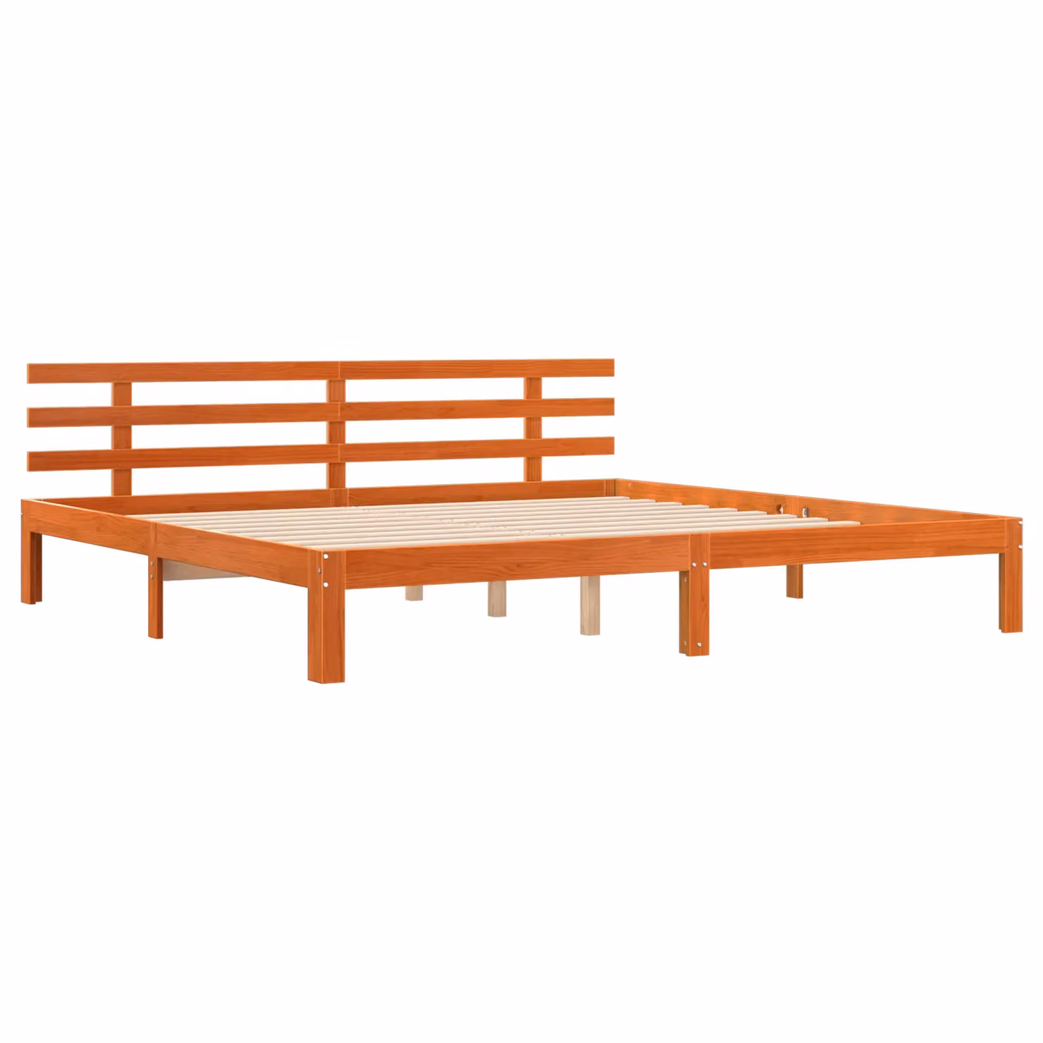 Berkfield Home Solid Wood Pine Bed Frame in Wax Brown, 200 x 200 cm – 2