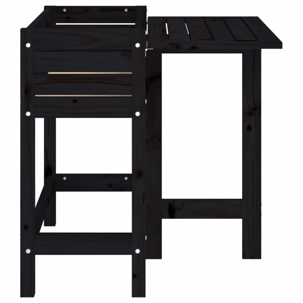 Berkfield Home Rustic Black Solid Wood Pine Garden Planter with Folding Tabletop – 5